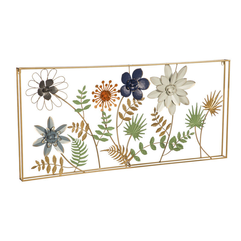 Décoration murale fleur encadrée en métal