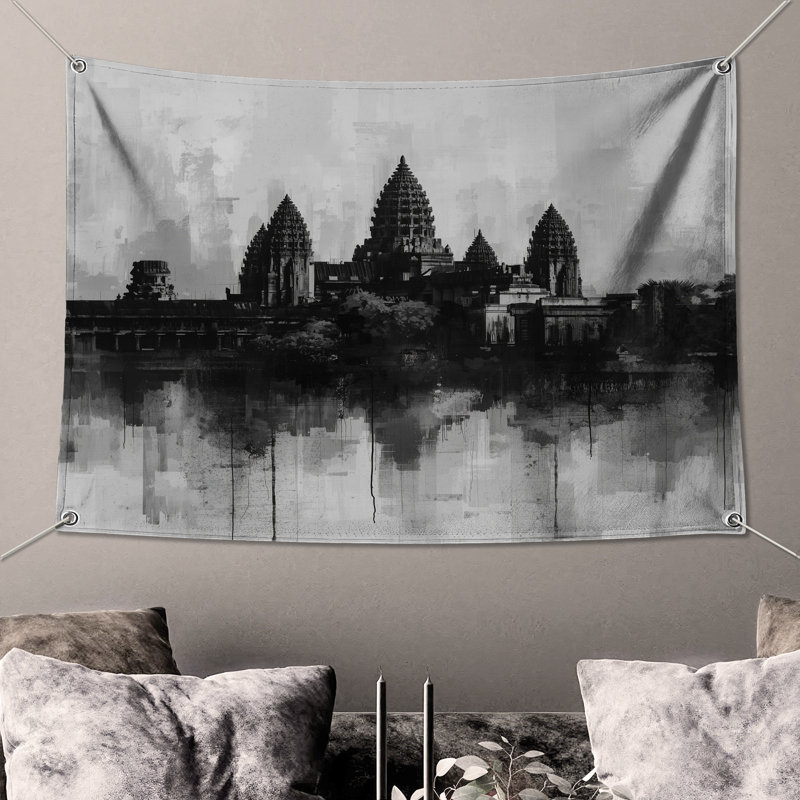 Tapisserie murale Angkor Wat, H 50 po x l 60 po avec 4 œillets