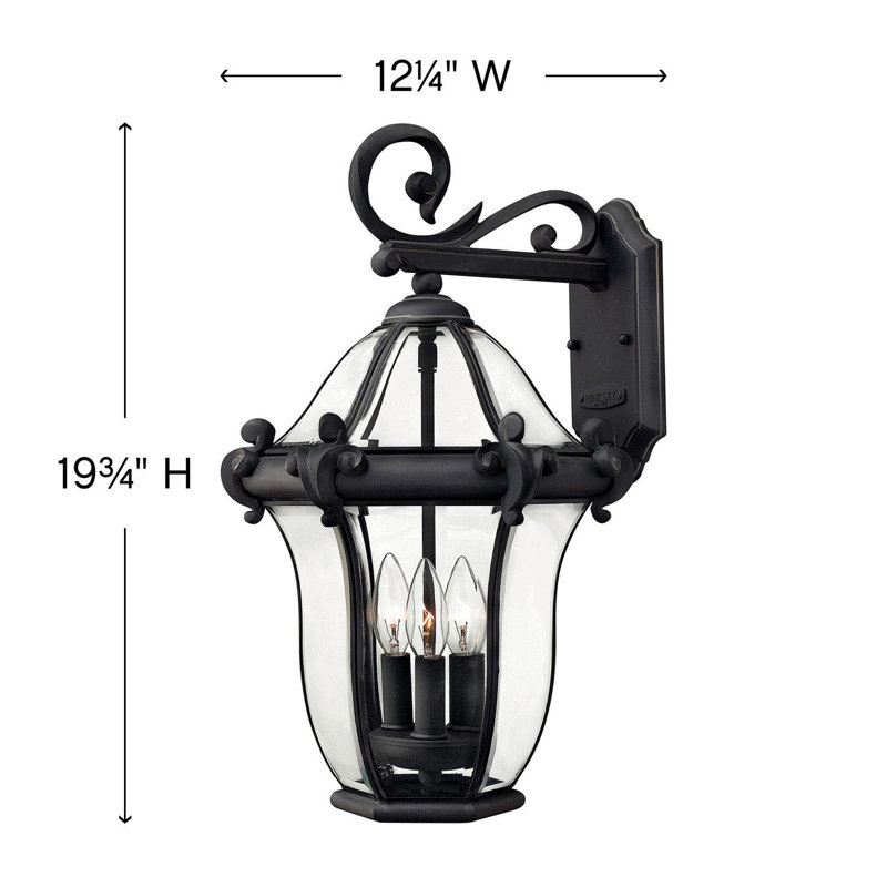 San Clemente 3-Light Outdoor Wall Lantern, Museum Black