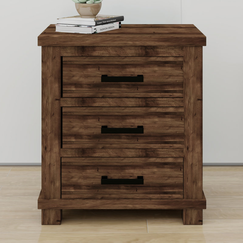 Rustic Farmhouse Three Drawer Nightstand