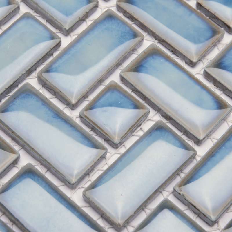 Hudson Spiral 12-5/8 In. X 12-5/8 In. Porcelain Mosaic Tile, Blue