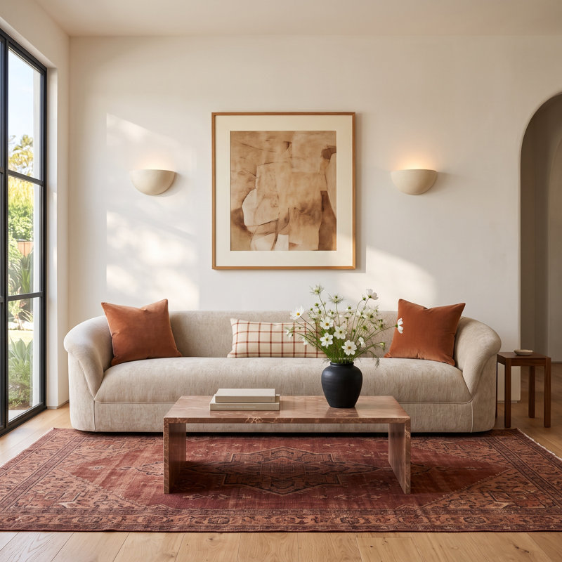 Arthur 109'' Velvet Upholstered Sofa, Beige
