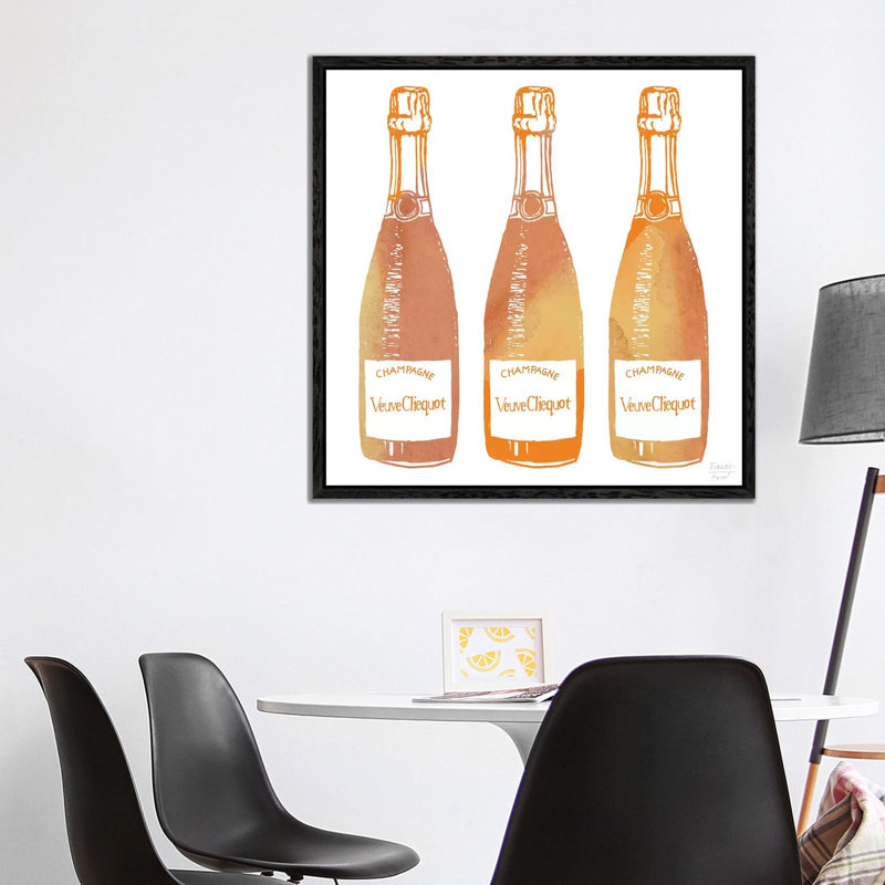 Veuve Cliequot Champagne - Print on Canvas, Black Floater Framed, 93.98cm H x 93.98cm W x 3.81cm D