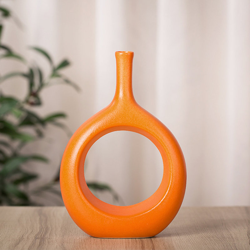 Dinges Handmade Ceramic / Porcelain Table Vase, Orange
