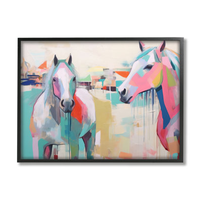 Az-084-Framed " Abstract Pastel Horses " by Irena Orlov