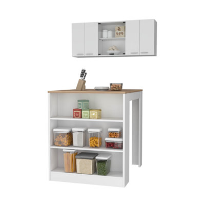 Ensemble de cuisine 2 pièces, îlot de cuisine et armoire murale Woodway, Woodway