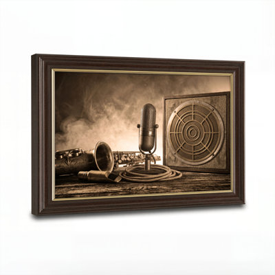 Art mural antique sur toile encadré doré pour le salon, la chambre à coucher, le bureau ou le vestibule - Décoration murale décorative avec studio de musique