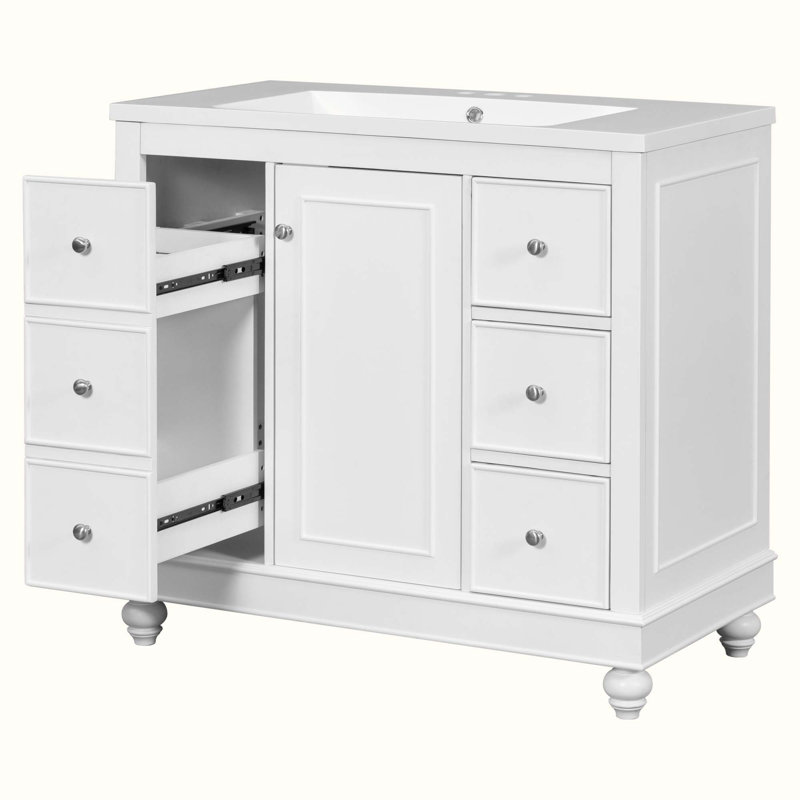 Meuble-lavabo simple 36 po avec plateau Dayleen, Blanc