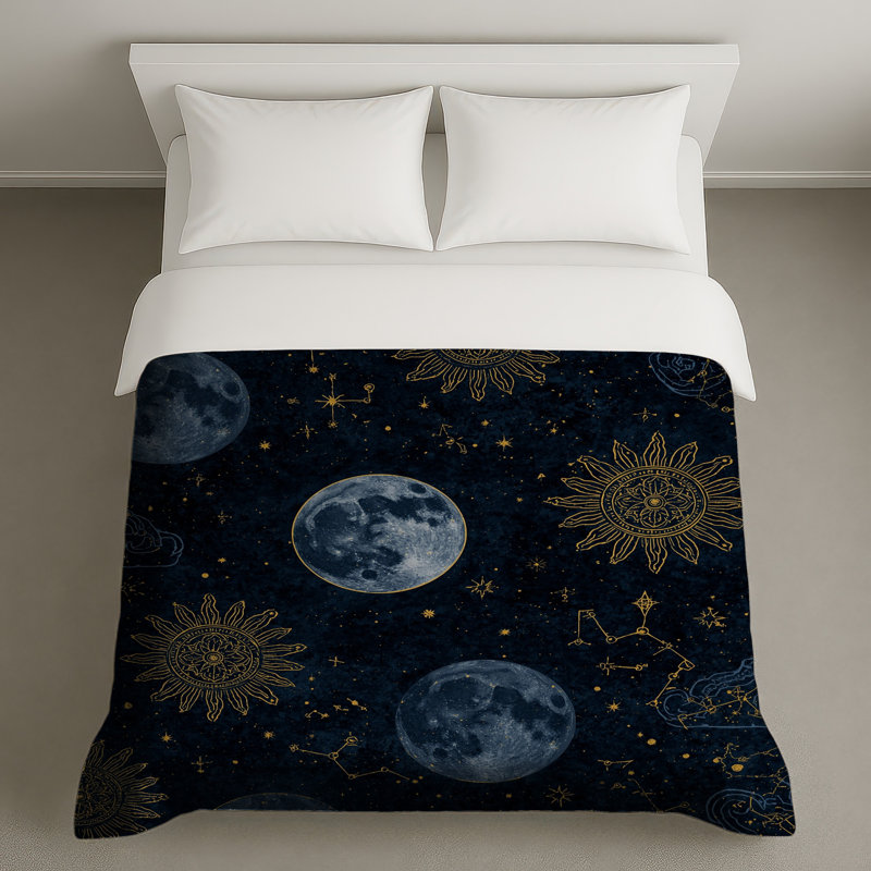 Moon Sun Constellations Duvet Covers, Queen