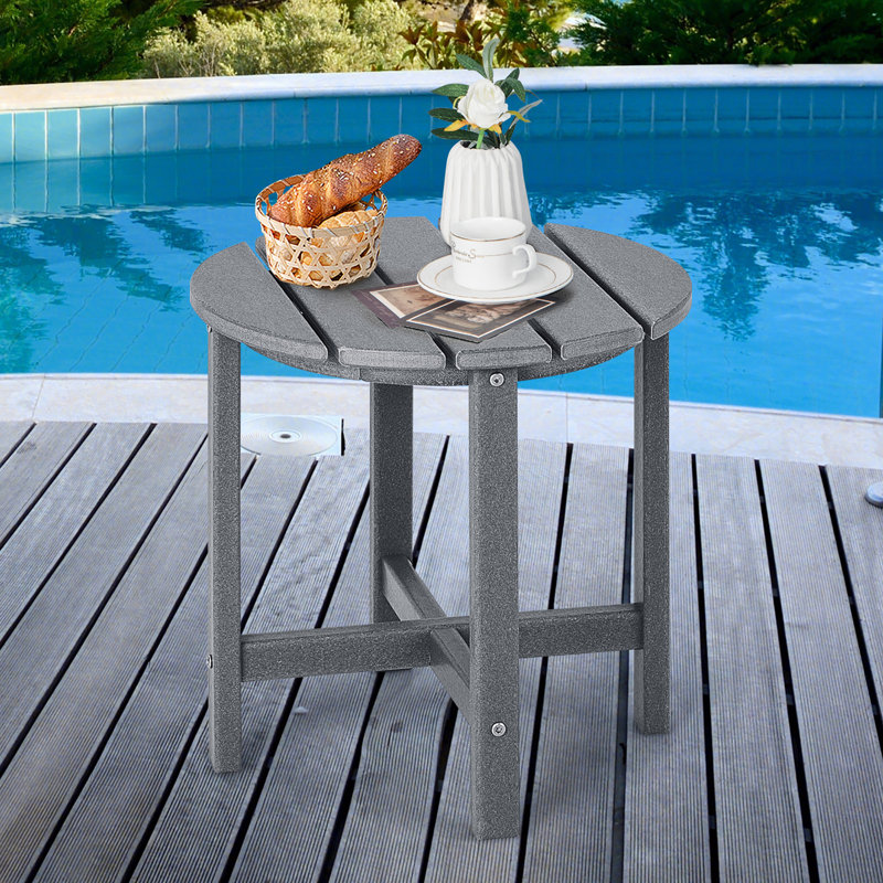 Table d'appoint ronde en polyéthylène haute densité (PEHD), Gris, 1