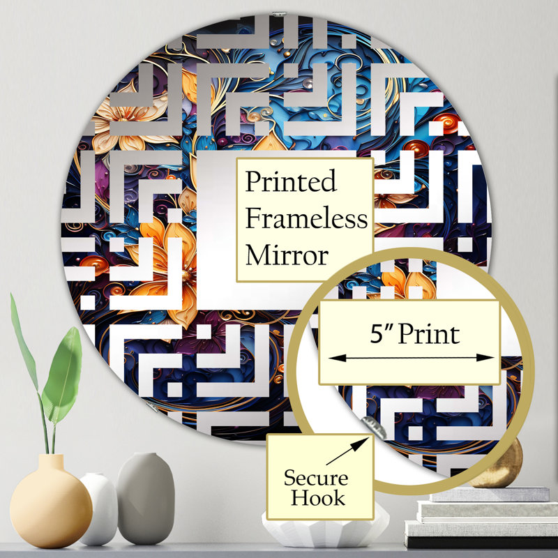 Spirale Kaléidoscope II - Cercle de miroir décoratif labyrinthe, 23,6 po x 23,6 po