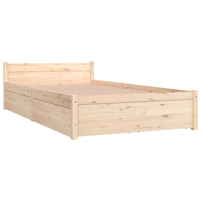 Bed Frame with Drawers, Brown, Small Single (2'6)