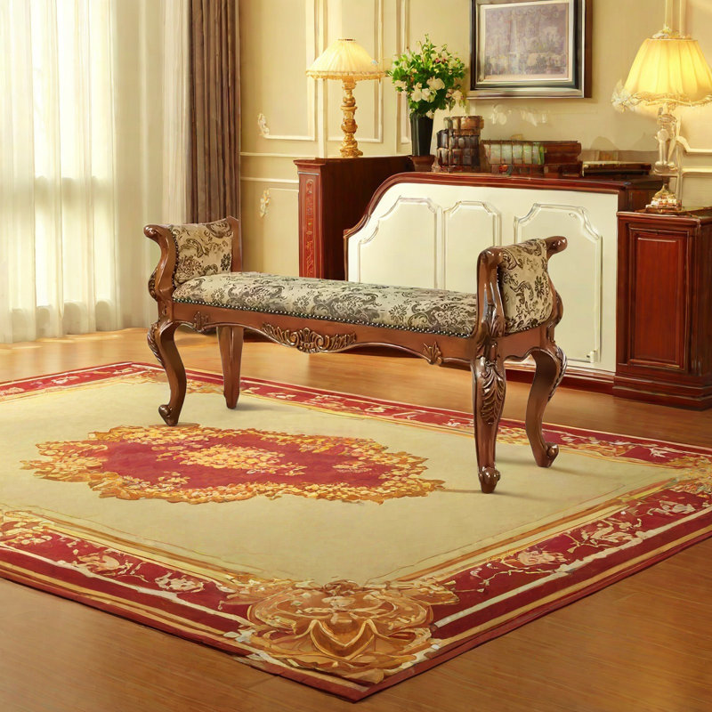 Chenille Upholstered Bench, 27.16" H x 54.33" W x 17.71" D