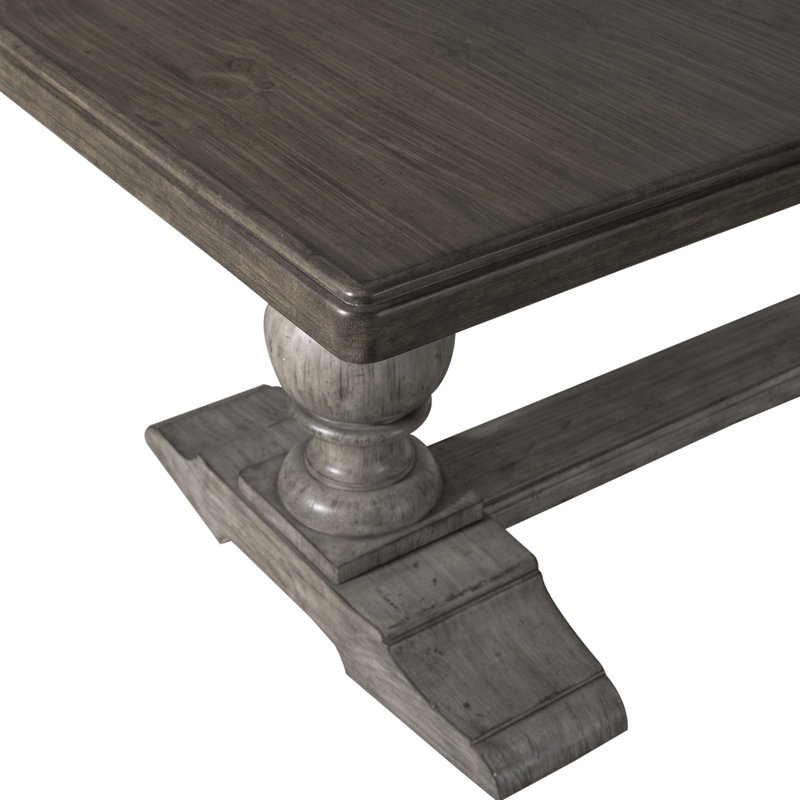 Ensemble de salle à manger à tréteaux avec table rectangulaire Chalita, 9 pièces : table, 8 chaises, Brun / Gris, Gris