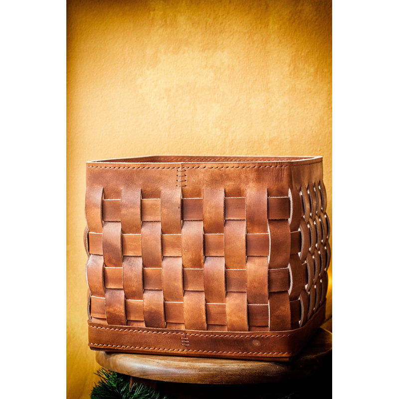 Gracie Oaks Leather Decorative Basket