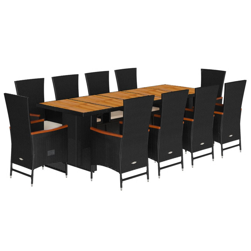  Ensemble de salle à manger de jardin noir, blanc crème