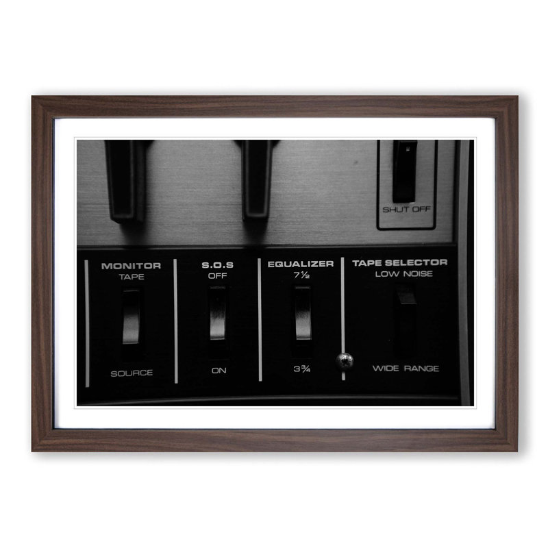 Equalizer Music Record Player Framed Photographic - Framed Print, Walnut