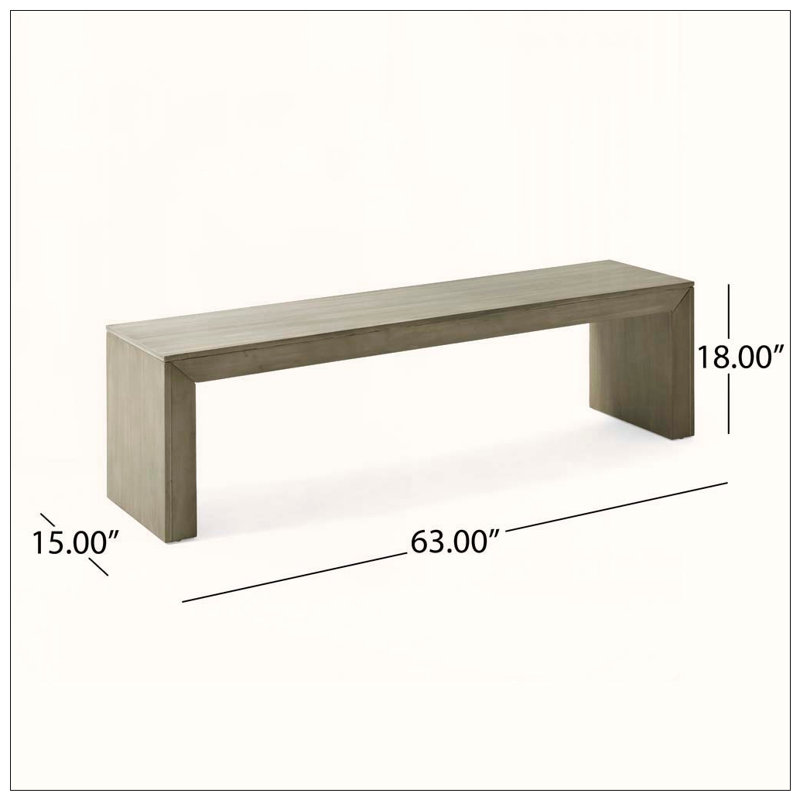 Banc de salle à manger en bois, Grey+Taupe1, 63inch