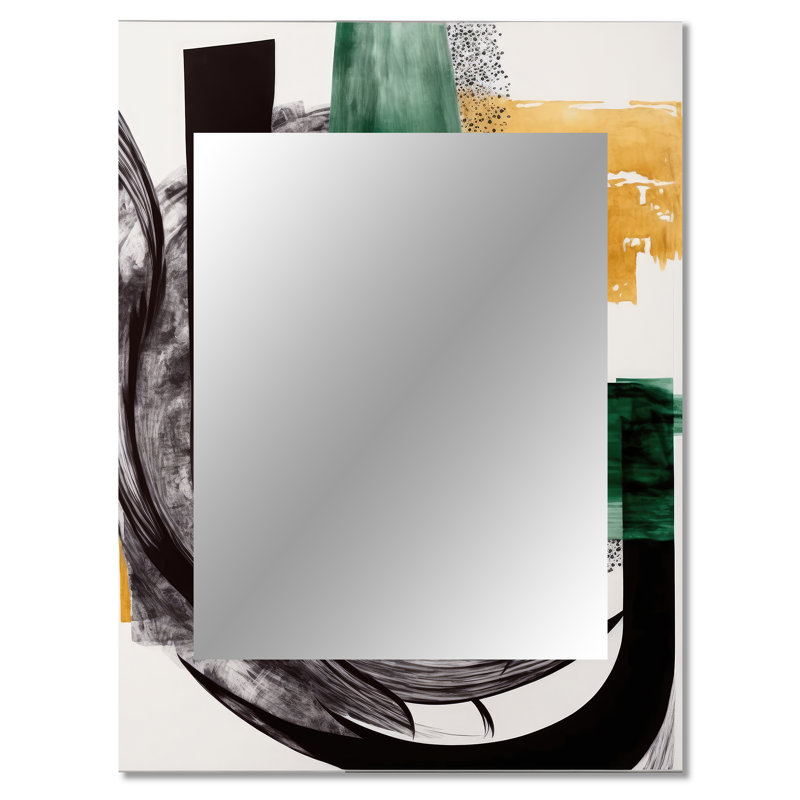 Art déco moderne vert VI - miroir mural transitionnel, miroir décoratif moderne, art imprimé en métal, 40 po x 30 po