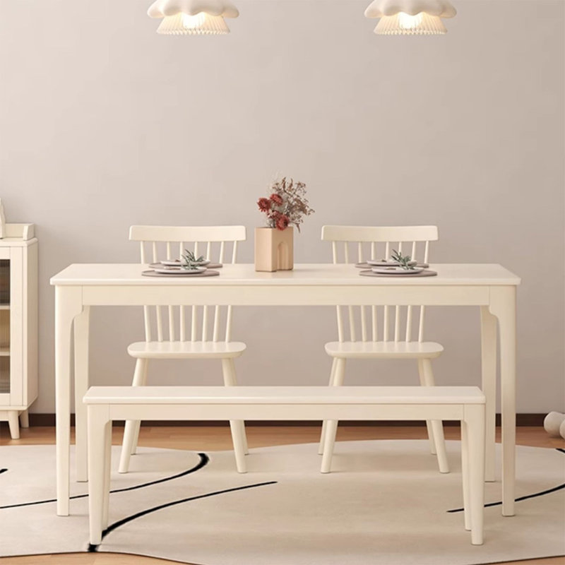 Ensembles de table en bois massif robustes et durables, Crème, crème