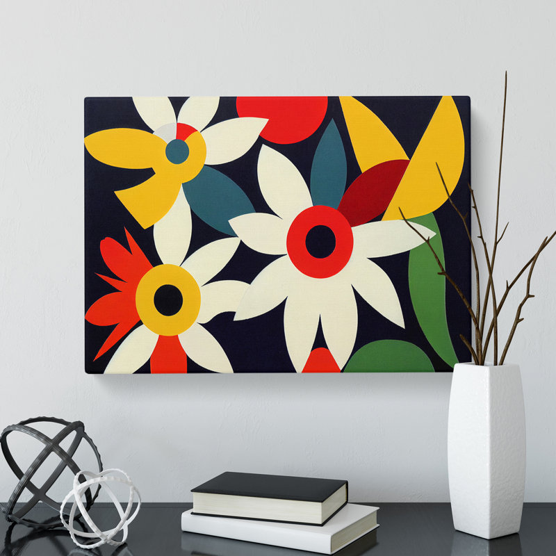 Miraculous Abstract Flowers - Wrapped Canvas Print, 35cm H x 50cm W x 3cm D