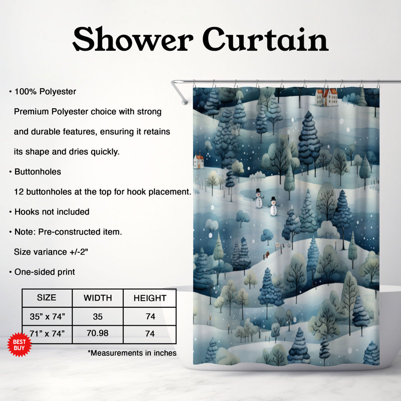 Rideau de douche Polar Haven - Premium, H 74 po x l 71 po