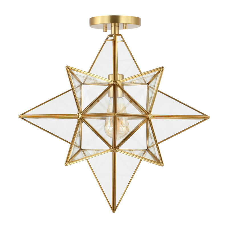 Chandesh Semi Flush Mount, Antique Brass