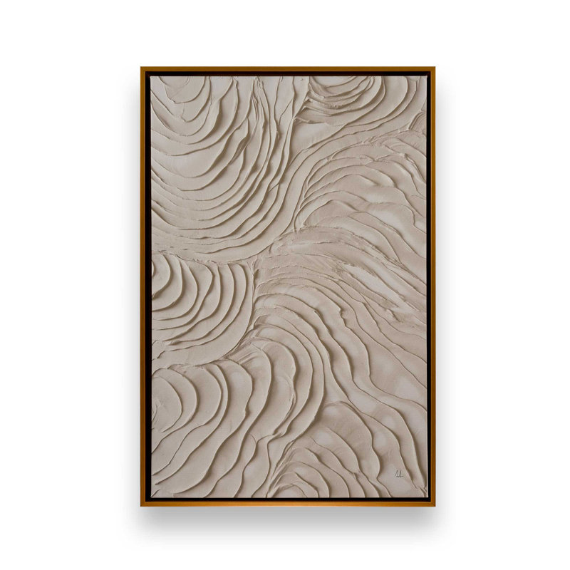 Toile roulée Wave Formations III, H 18,75 po x l 12,75 po x P 1,75 po, Cadre flottant or poli