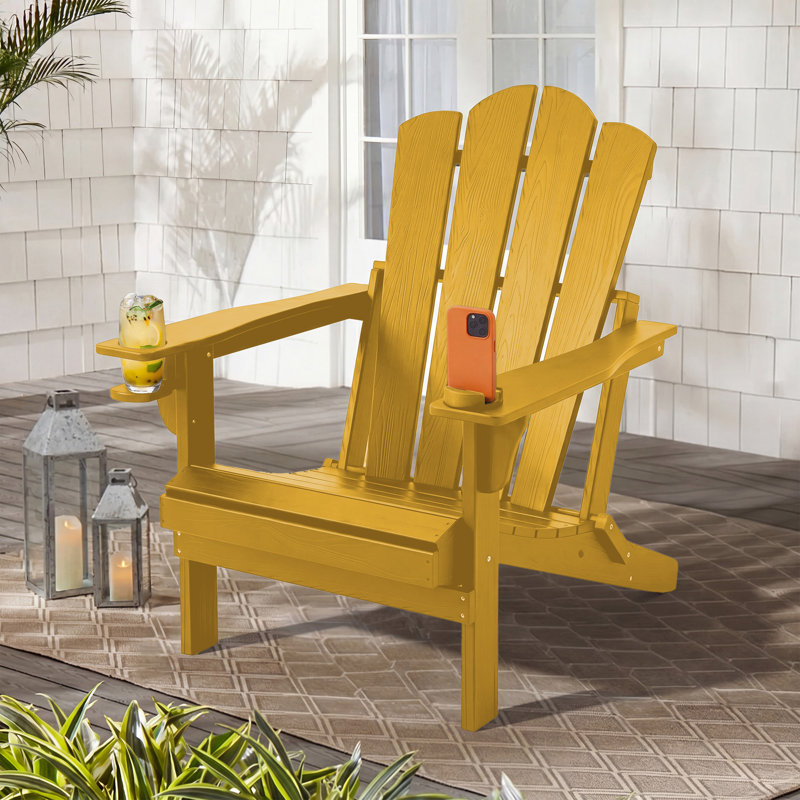 Chaise Adirondack en plastique PEHD résistant aux intempéries Devito, Jaune