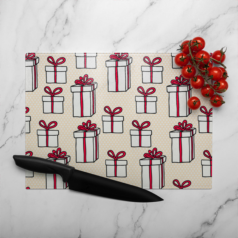Simple Pattern Dining Glass Chopping Board, 40cm L x 28cm W