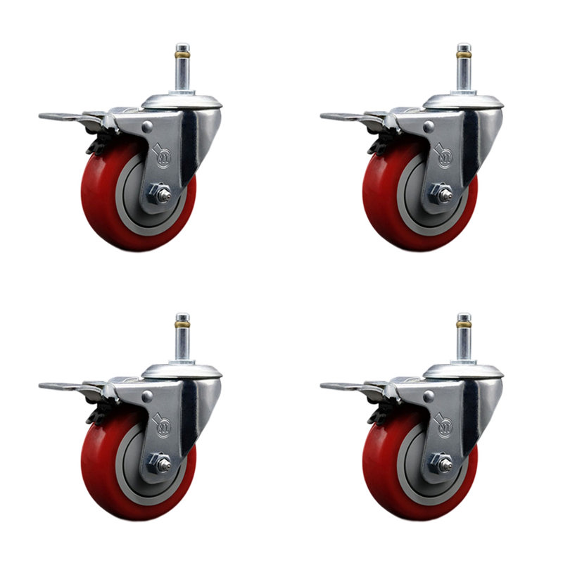 Polyurethane Swivel Stem Caster, Red