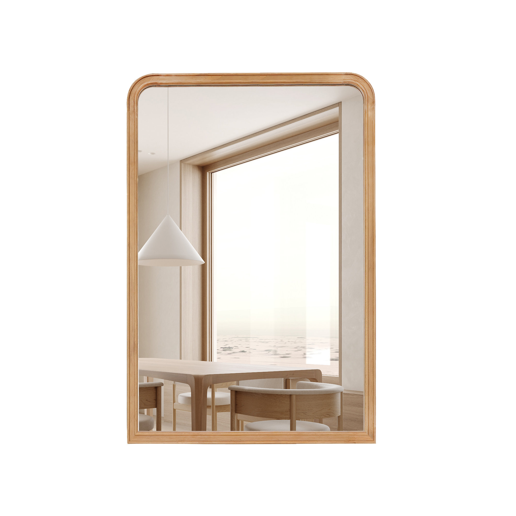 Ancell Solid Wood Mirror, 36" x 24", Natural Wood