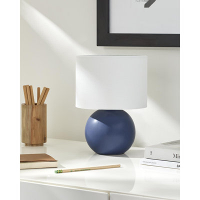 Ceramic Table Lamp with Linen Drum Shade 