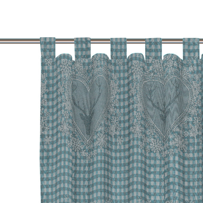 Devos Room Tab Top Curtain Single Panel, Opaque, 132cm Width x 225cm Drop, Blue/Gray