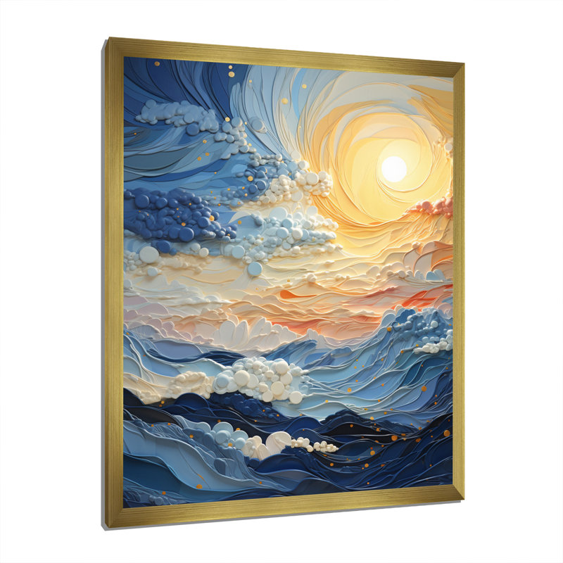 «Yacoub Clouds Whispers of Clouds II», reproduction sur toile, H 44 po x l 34 po x P 1,5 po, Encadrement doré
