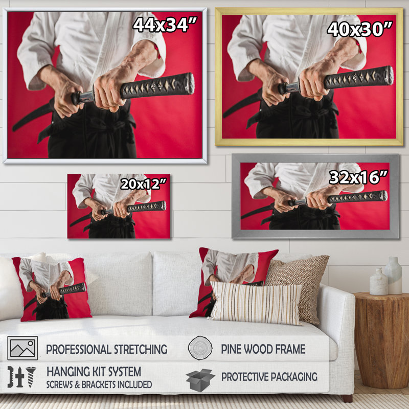 «Man Entrainement Aikido Martial Arts Studio - Reproduction d'art mural d'arts martiaux», Cadre simple noir
