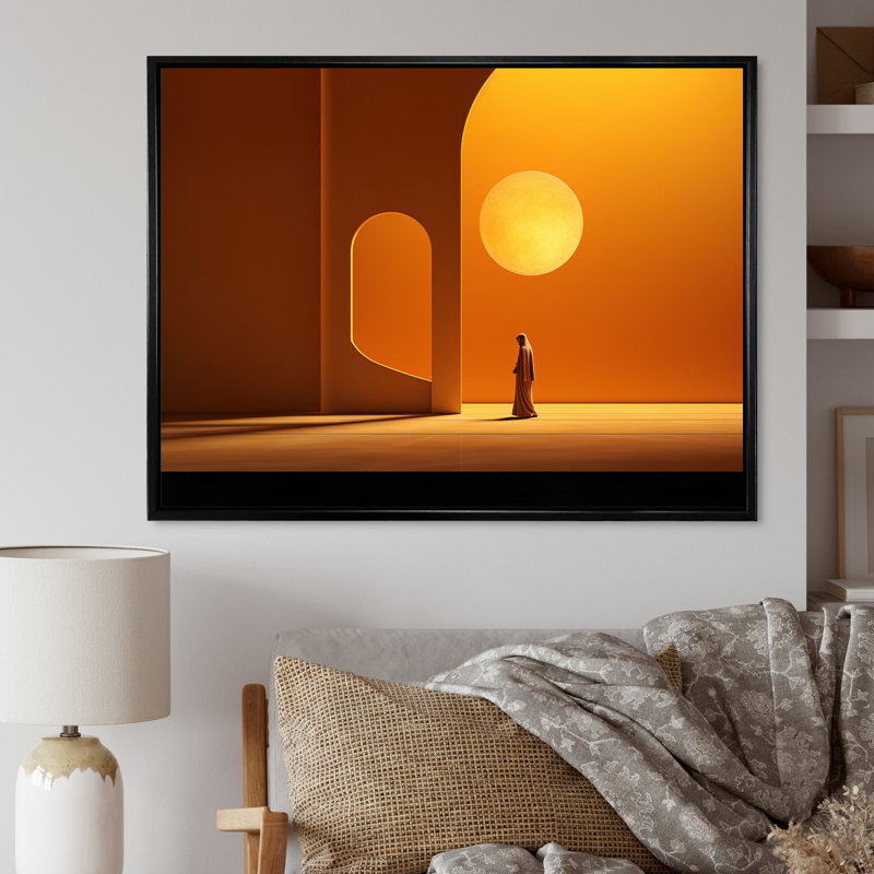" Islam Art The Light II " Mixed Media Print, H 24 po x l 32 po x P 1 po, Cadre flottant noir