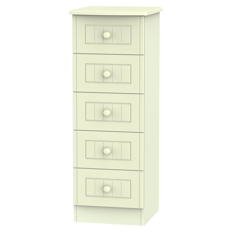 Fully Assembled Saxena 5 Drawer Chest, Cream
