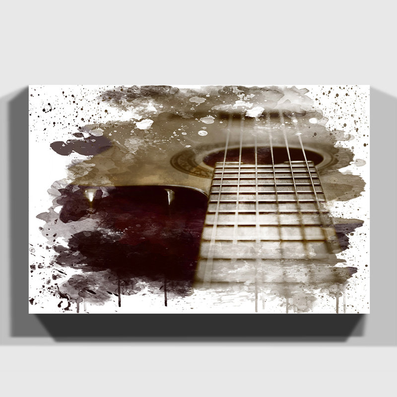 Acoustic Guitar - Wall Art, 70cm H x 100cm W, Wrapped Canvas