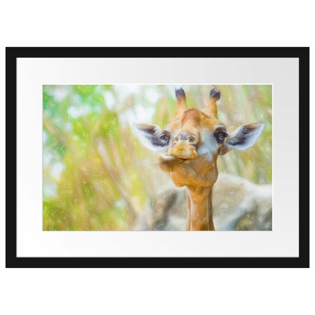 Gerahmtes Poster Giraffe in der Natur