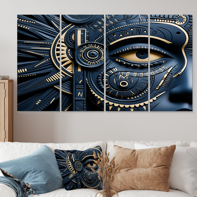 Masque tribal africain - art tribal africain 4 pièces, H 32 po x l 64 po