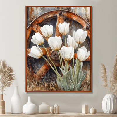 Tulipes par roue de chariot I - Tulipes, art mural