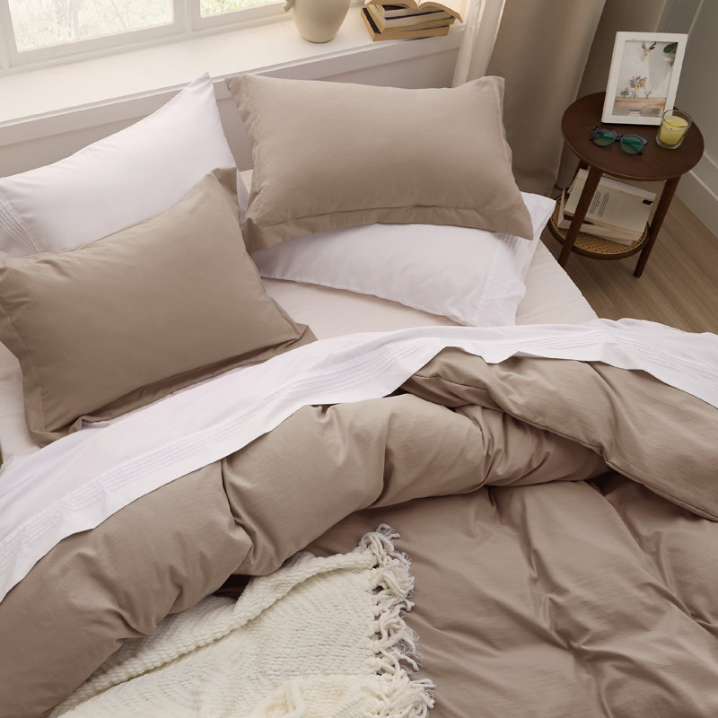 Bedsure Super Soft Prewashed Duvet Cover Set, Queen Duvet Cover + 2 Standard Shams, Khaki