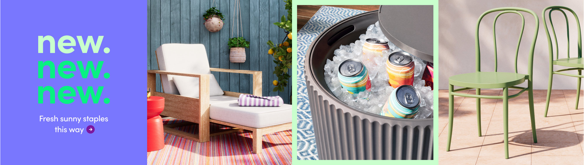 new. new. new. Fresh sunny staples this way