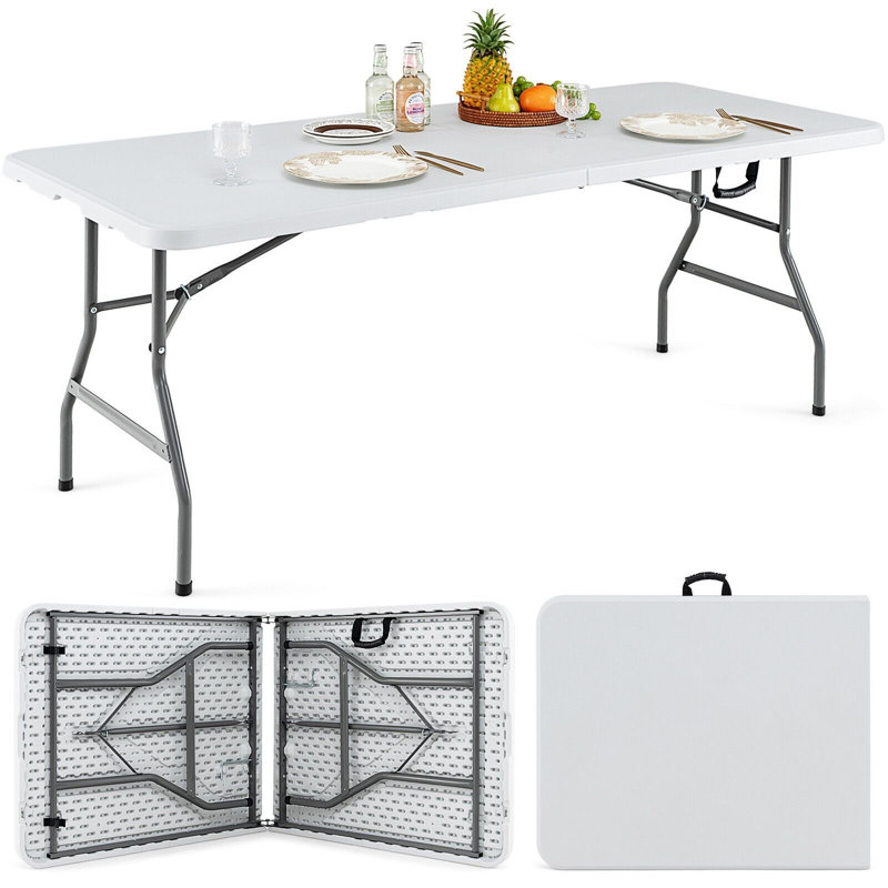 Carrolle Rectangular Metal Folding Outdoor Camping Table , 180cm cm W 75cm cm D