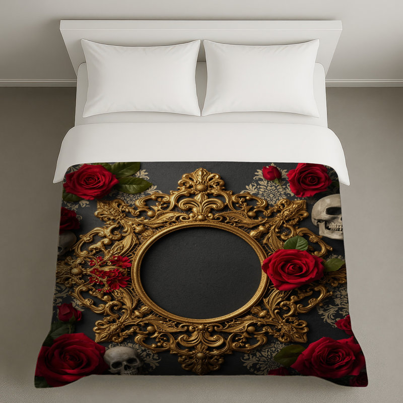 Housses de couette ornées de cadre doré, Très grand lit