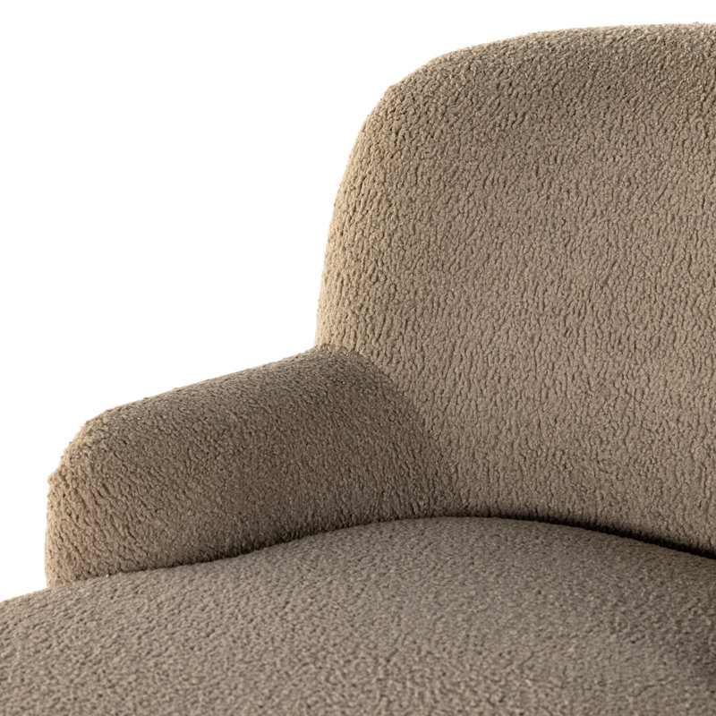 Kadon 36" W Polyester Chaise Lounge Chair, Toast Faux Sheepskin
