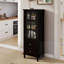 Buffet minimalisme avec portes en verre et double tiroir-1635240680