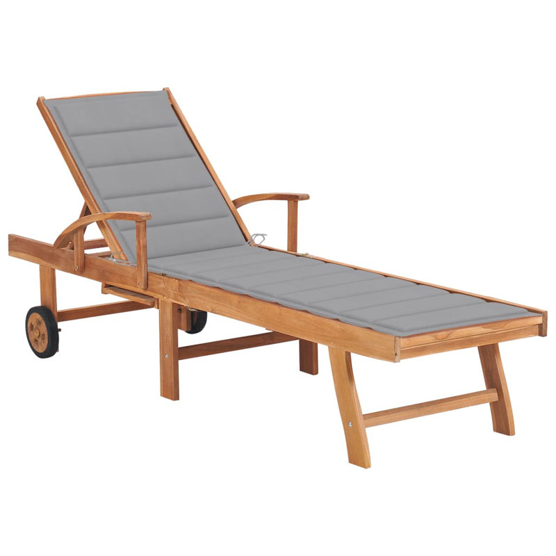 Doucet 78" Long Teak Single Chaise with Cushions, 1, Anthracite