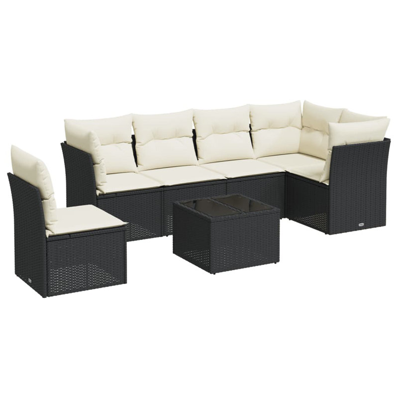 Ensemble de canapé de patio avec coussins 6 pièces Ebern Designs, Rouge, Brun